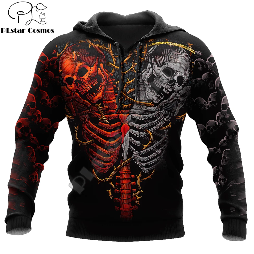 Drop shipping Twin Skull 3D All Over Printed Men's Hoodie & Sweatshirt Autumn Unisex Zip Hoodies Casual sportswear KJ859