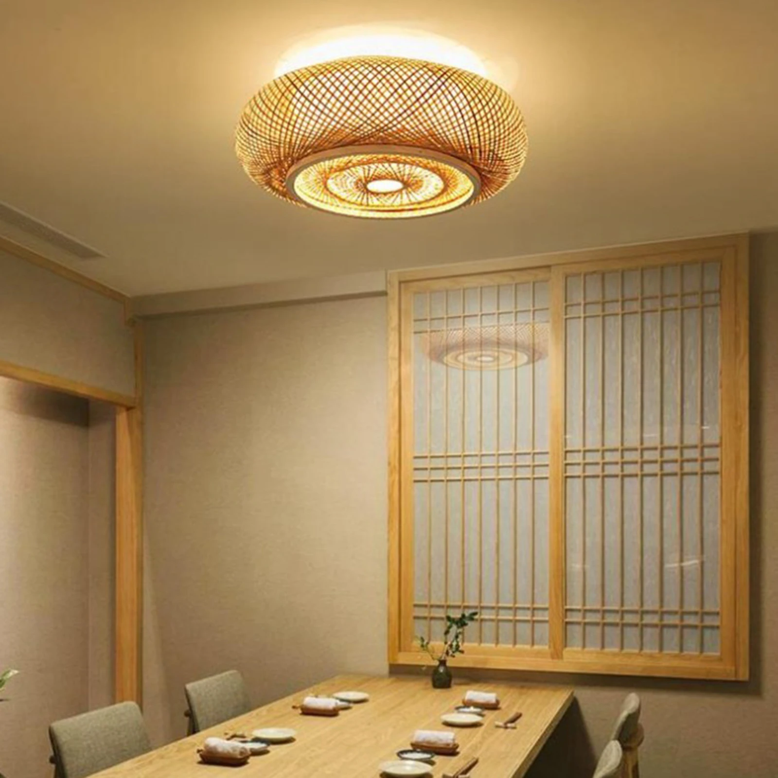 Imagem -04 - Lustre Decorativo Estilo Japonês de Bambu Abajur de Teto para Restaurante e Casa