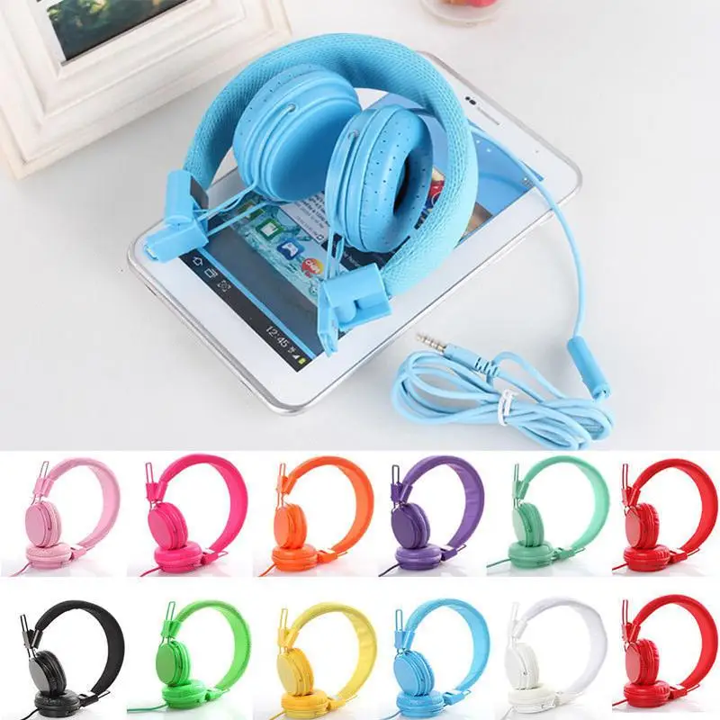 Foldable Kids Wired Headband Adjustable Earphone Headphones with Mic Stereo Bass gaming Music Calling Phone Call