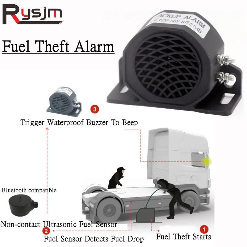 

Fuel Theft Alarm With Ultrasonic Non-contact Fuel sensor & Waterproof Buzzer Fuel Steal Detector Protect the Vehicle Oil Tank