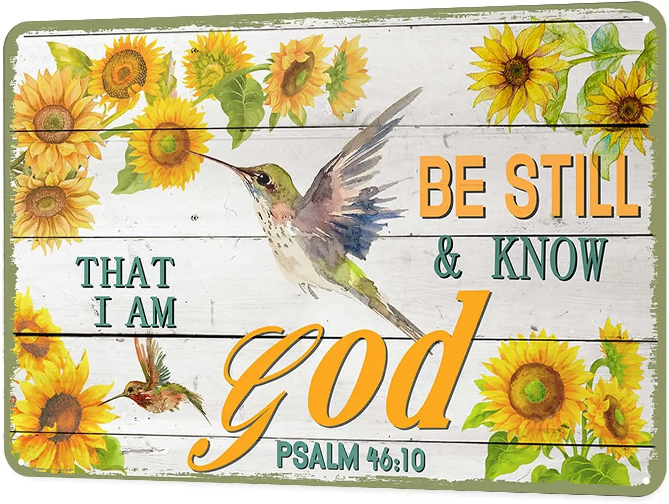 

Jacevoo Metal Sign-Be Still & Know That I Am God Sunflower and Hummingbirds Tin Signs Vintage Wall Decoration Home Garden