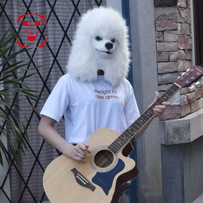 YES Latex Super Bowl Underdog Dog Head Mask Poodle Dog Mask Creepy Party Deluxe Halloween Adult Funny Costume Party Props