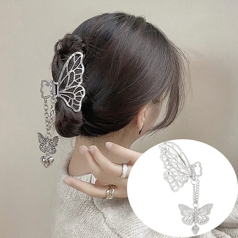 

Women Metal Hollow Out Butterfly Heart Tassel Hair Claw Vintage Gold Silver Hair Clips Headband Hairpin Fashion Hair Accessories