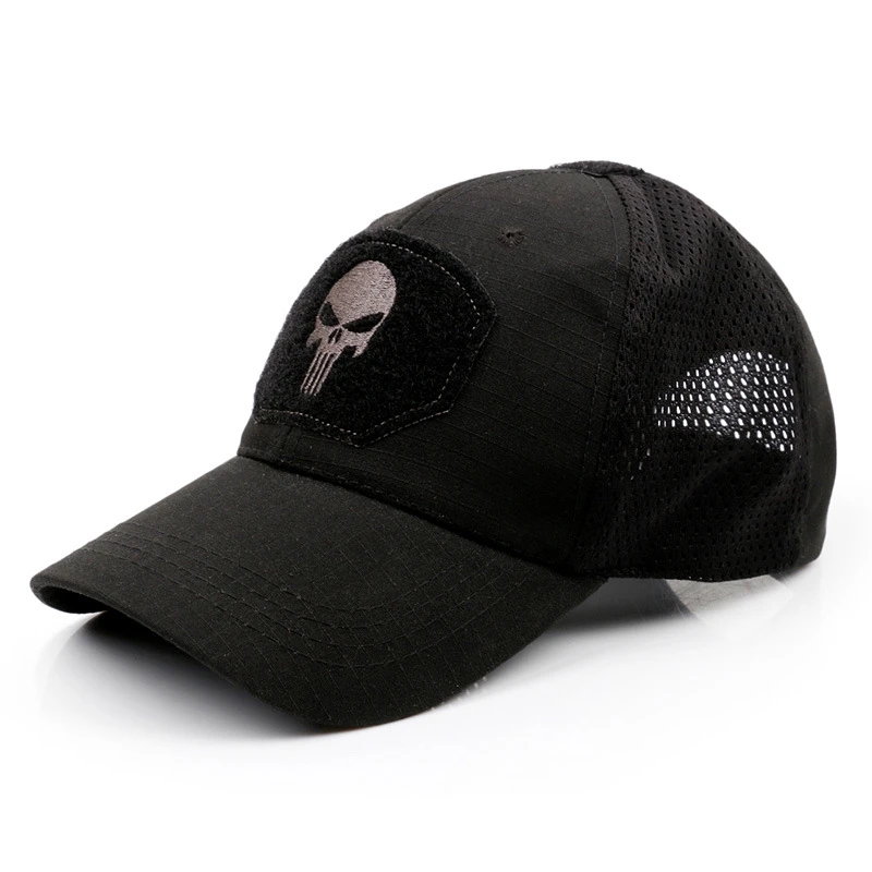 New tide cool Skull Multicam operators mesh baseball cap Men Fitted Cap Tactical Good quality Breathable outdoor sports dad hat