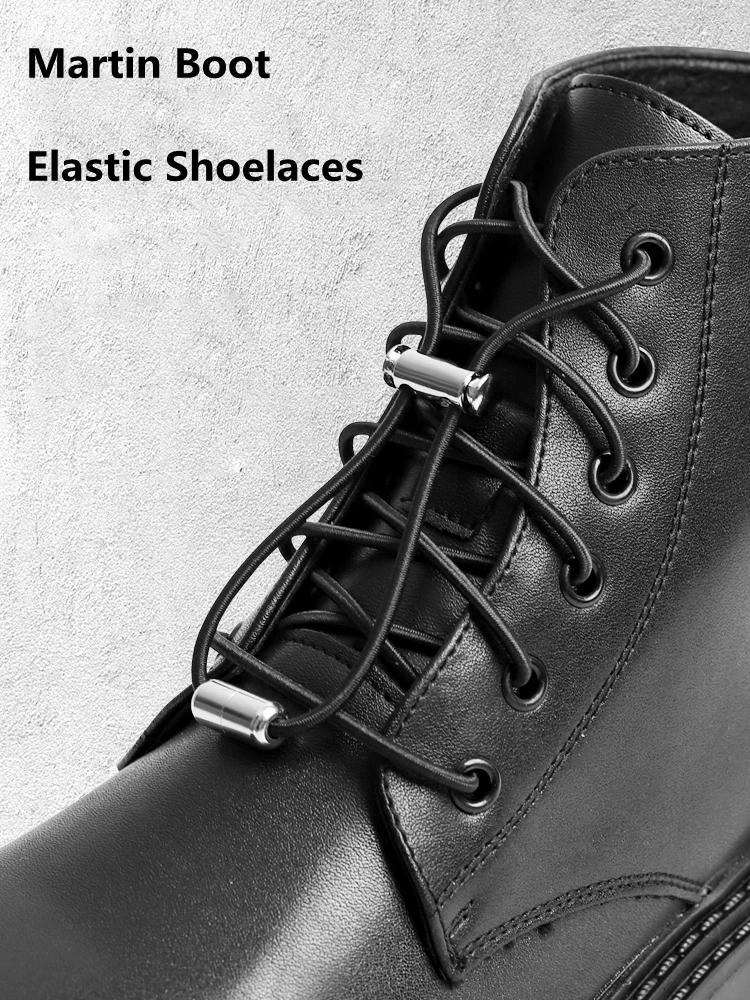 Round No tie Shoe laces Elastic Metal lock Shoelaces without ties Sneakers Boots Shoelace Kids Adult Quick Lazy Laces for Shoes