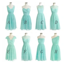 SuperKimJo Robe Demoiselle D Honneur Femme Turquoise Blue Bridesmaid Dresses Short Mismatched Chiffon Cheap Wedding Party Dress