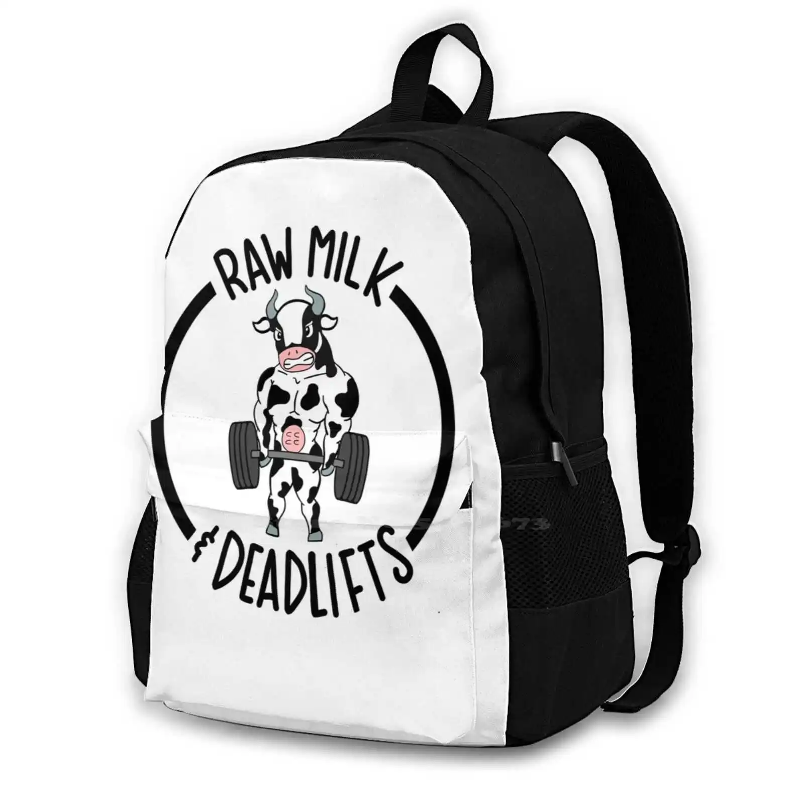 Raw Milk And Deadlifts Transparent Logo Travel Laptop Bagpack School Bags Raw Milk Dead Lifts