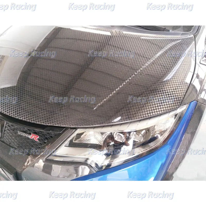 Car-styling OE Style Carbon Fiber Hood 12K Weave For Honda 15-17 Civic FK2 Type R Glossy Finish OE Bonnet Fibre Front Cover Kit