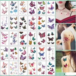 30 pz/set adesivi tatuaggio temporaneo nessuna ripetizione impermeabile braccio clavicola Body Art Sticker fiori farfalla usa e getta piccolo Tatto