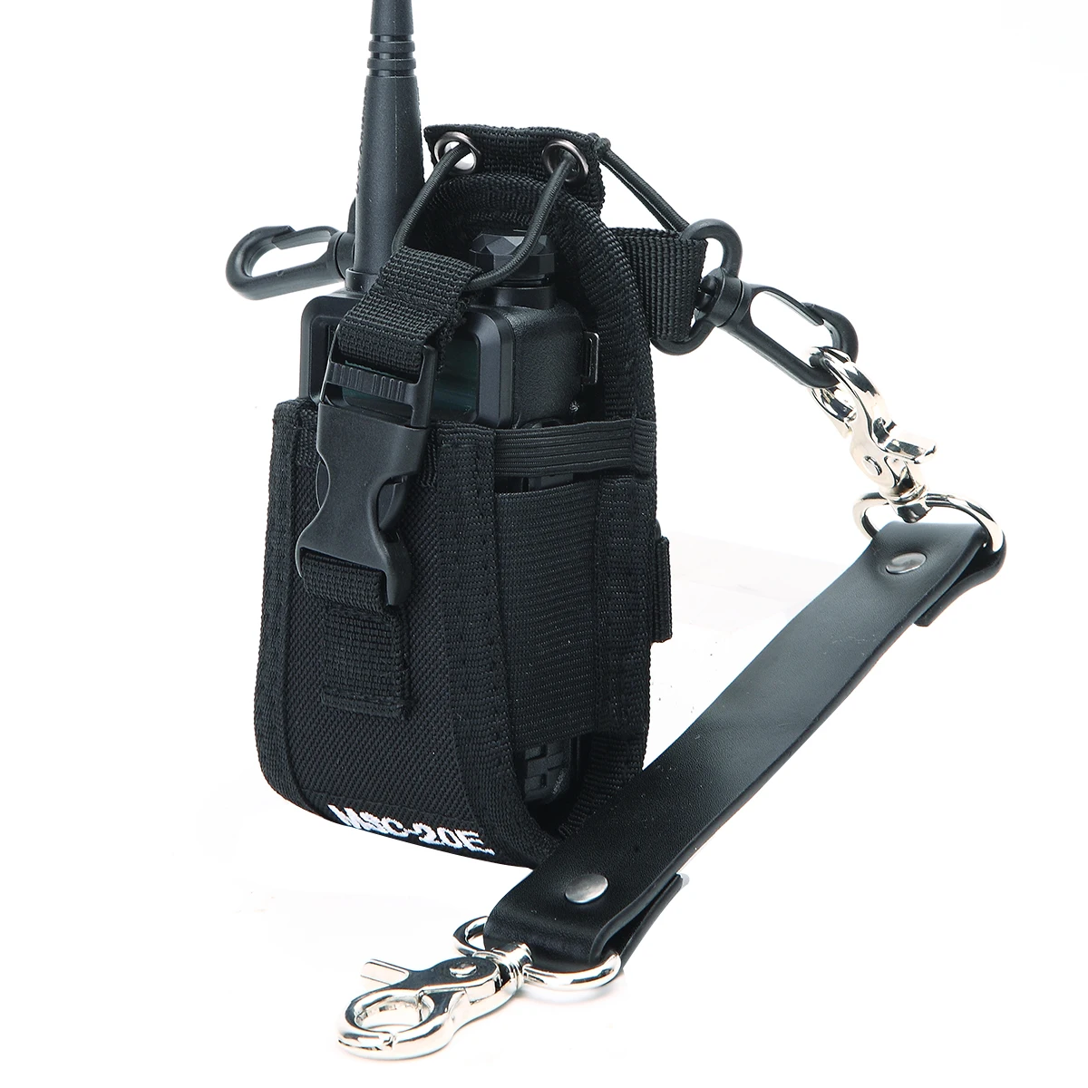 Nylon Case for Holster Case Walkie Talkie with Leather Anti-Sway Strap Compatible with Baofeng UV-5R UX-9R -UV-XR 888S Radio