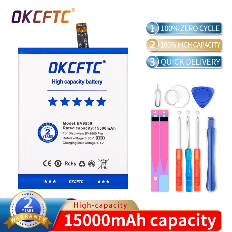 OKCFTC NEW Original 15000mAh BV 9500 Battery For Blackview BV9500 Pro MT6763T 536380 Phone +Tracking Number