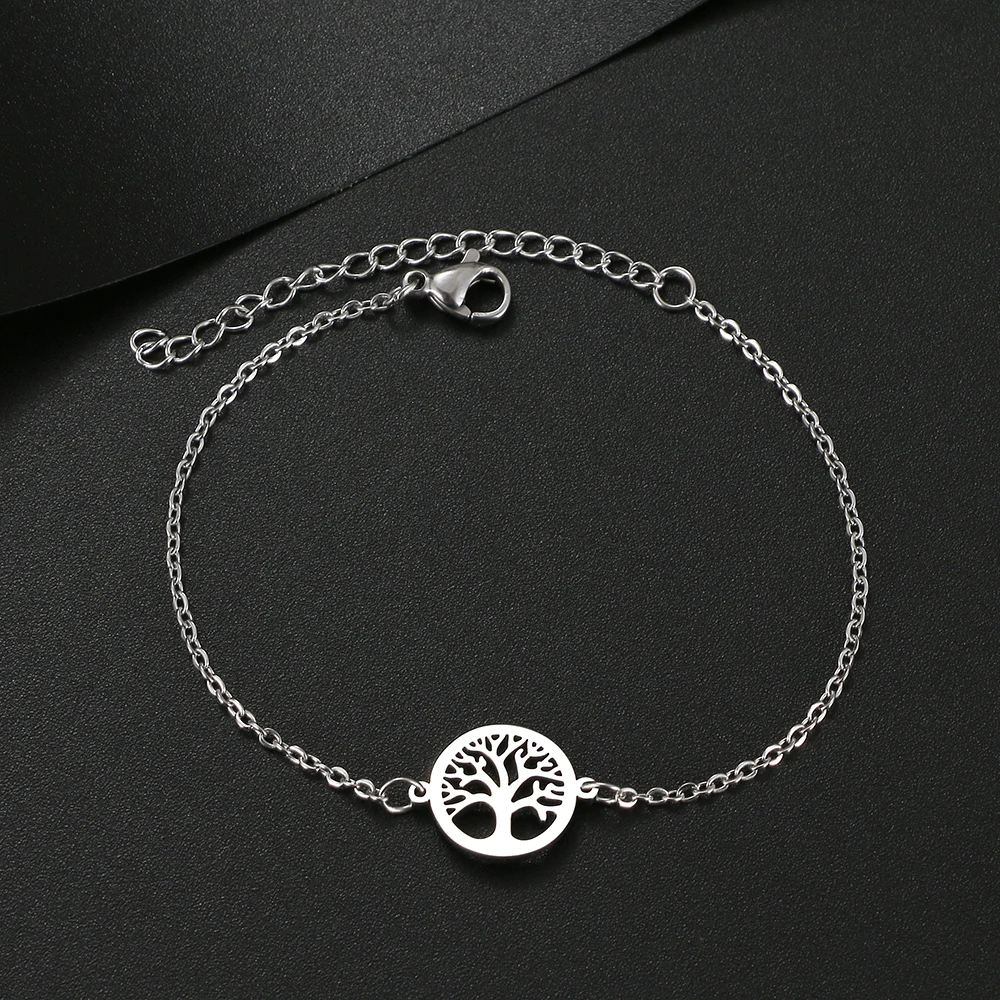 Stainless Steel Bracelets Exquisite Fortune Tree Fashion Chain Charm Bracelet For Women Jewelry Party Wedding Friends Best Gift