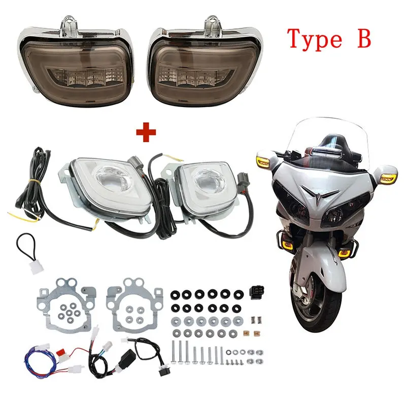 Motorcycle Turn Signal LED Rectangular Running Fog Light Kit For Honda Goldwing GL1800 F6B Valkyrie 2012-2017