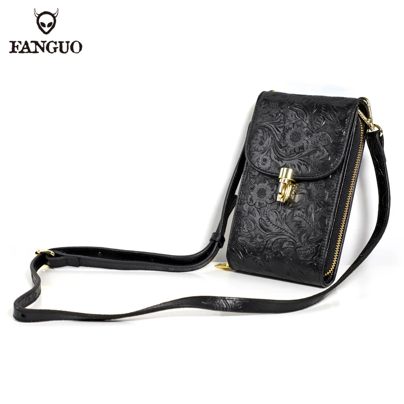 2020 Genuine Leather Crossbody Bag For Women Multifunction Wallet Card Slots Phone Holder Shoulder Bags Ladies Messenger Bag