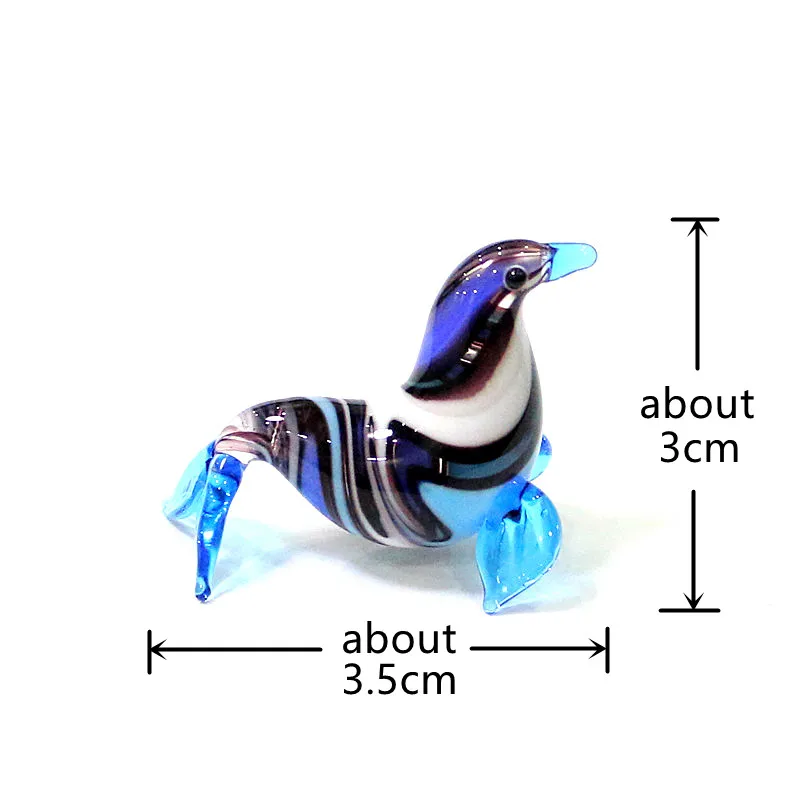 Murano Glass Marine Animal Mini Figurine Cute Turtle, Sea Lions, Ocean Fish, Whale, Penguin Ornaments Aquarium Decor Accessories