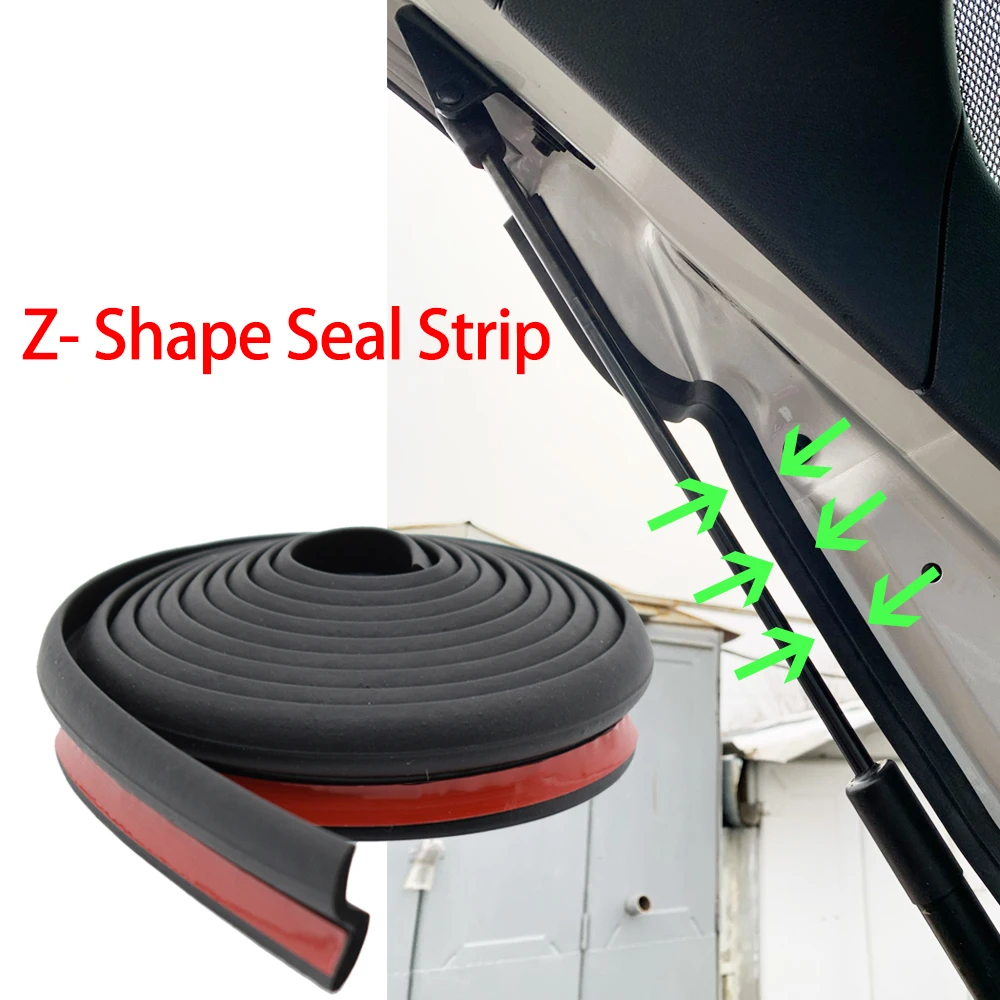 2m Car Door Hood Rubber Seal Strips Z Shaped Trim Protector Noise Insulation Dustproof Weatherstrip Z-Type For Car Truck Van SUV