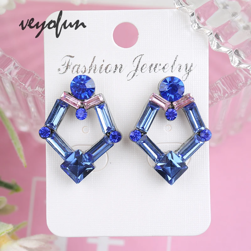 Veyofun Fashion Crystal Hollow out Stud Earrings for Women Accessories Jewelry Wholesale New