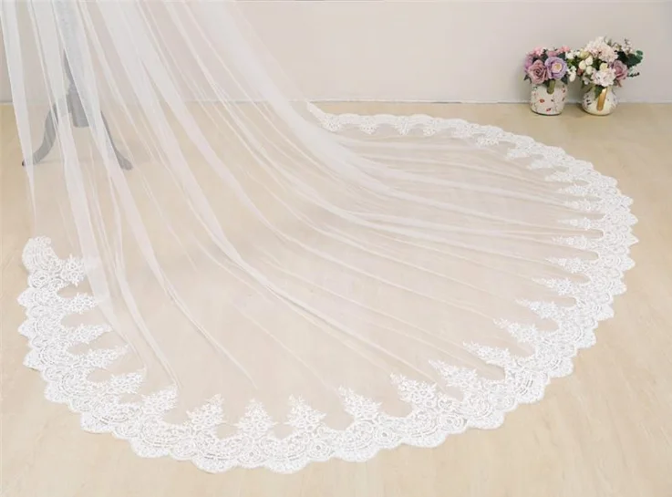 Mingli Tengda Wedding Coat Lace Gauze Church Floral Veil Mesh Cape Long Tail Bridal Veil Long Wedding Shawl Cloak Shrug Capes