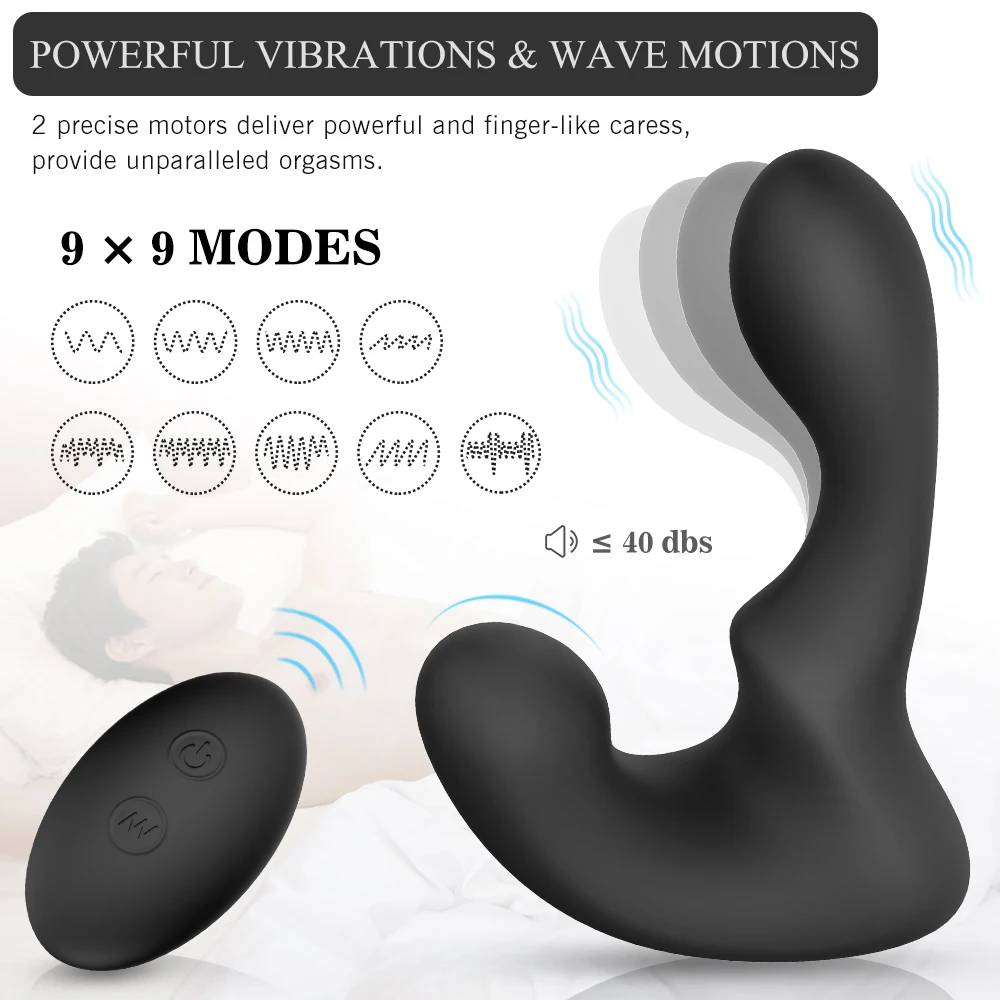 PHANXY Remote Control Male Prostate Massager Vibrator For Men Tail Anal Plug Sex Toys Silicone Butt Plug Sex Toy For Gay Couples