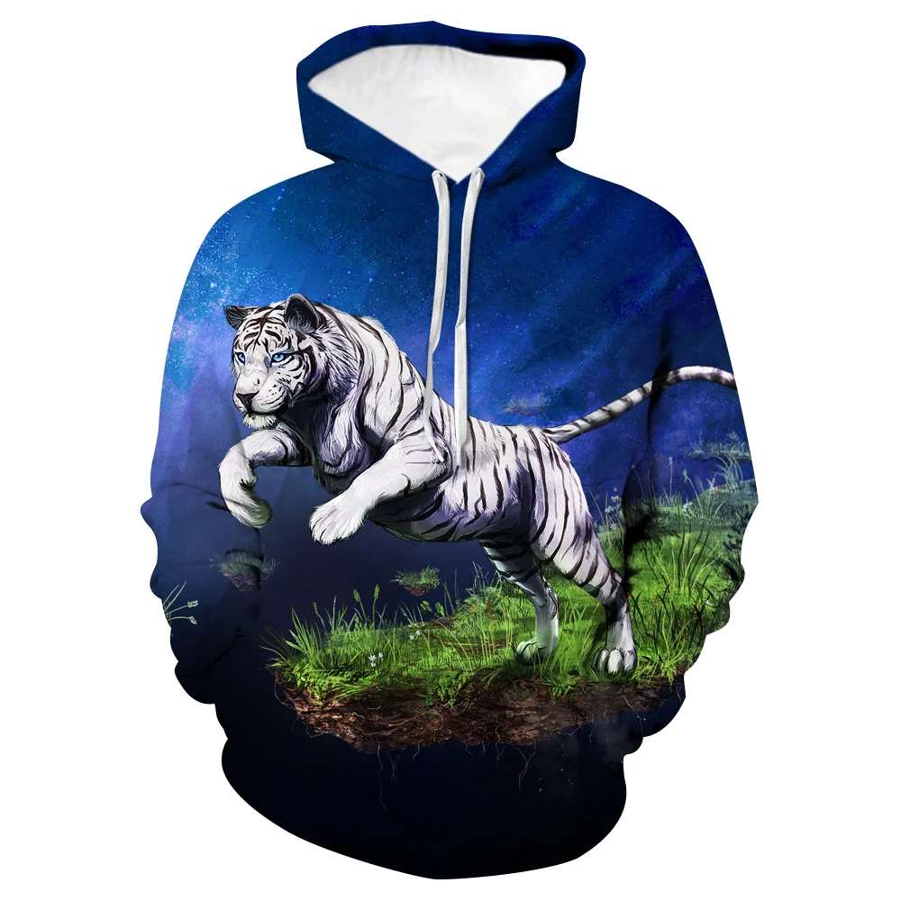 Tigers Play Water 3D Hoodies Fashion Streetwear Man Woman Long Sleeve Pullover Sweatshirt Male Streetwear Clothing