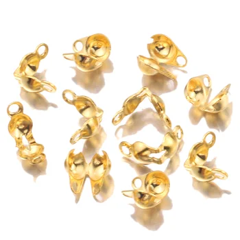 Lote de 50 conectores de acero inoxidable para fabricación de joyas, accesorios de cadena de bolas, extremo de Calotte, engarce de cuentas