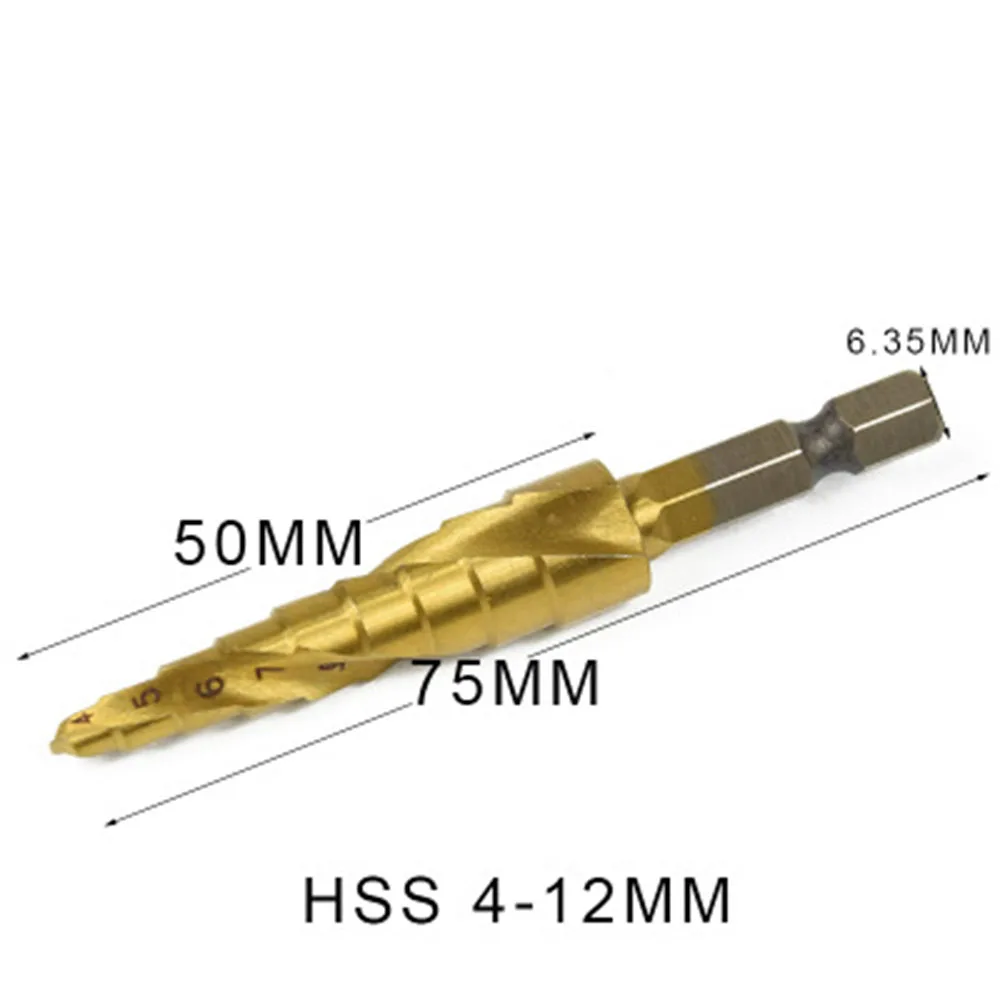 Broca de passo espiral hexagonal, pagode, sulco, multi-função, 4-12, 9