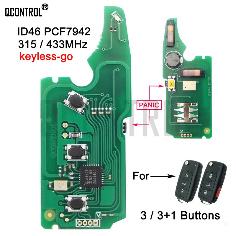 QCONTROL Car Smart Remote Key Electronic Circuit Board For VW Volkswagen Touareg Phaeton 3D0959753AK ID46 7942 Chip keyless-go