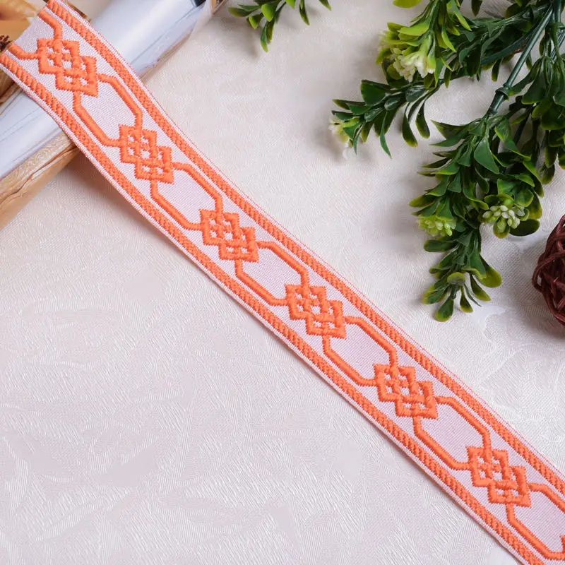 25Yards 3cm Embroidery Lace Woven Jacquard Ribbon Trims Pattern For Curtain Sofa Clothing Straps Accessory DIY Sewing Fabric