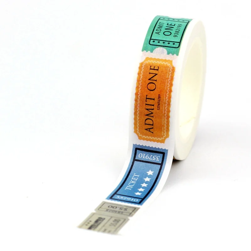 NEW  1PC. 10M Decorative Ticket Washi Tapes Japanese Paper Scrapbooking Journaling Adhesive Masking Tape Stationery