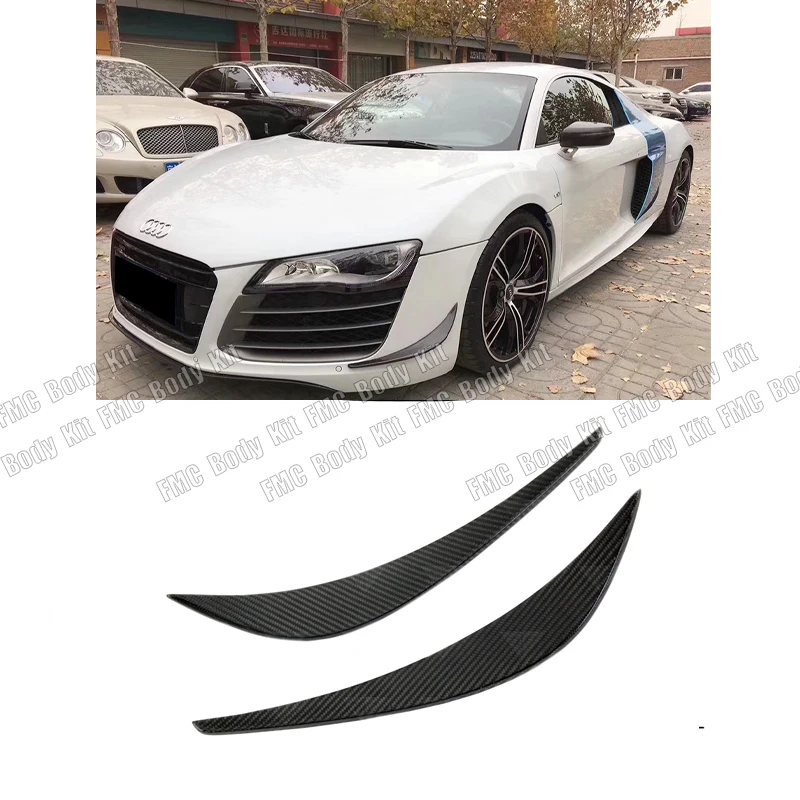 R8 2PCS Carbon Fiber Front Bumper Side Trim Canards Splitter Flaps Spoiler for Audi R8 2008-2015 Car Styling