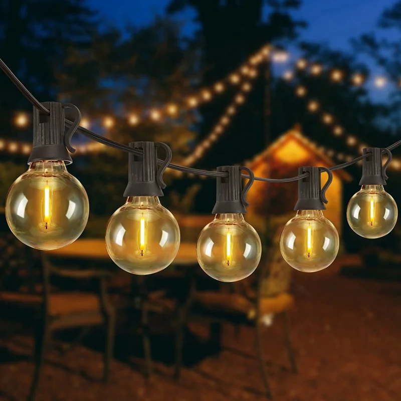 Solar String Lights, G40 Shatterproof LED Solar String Light Outdoor Umbrella Lights with 40 Bulbs Patio Waterproof Lights