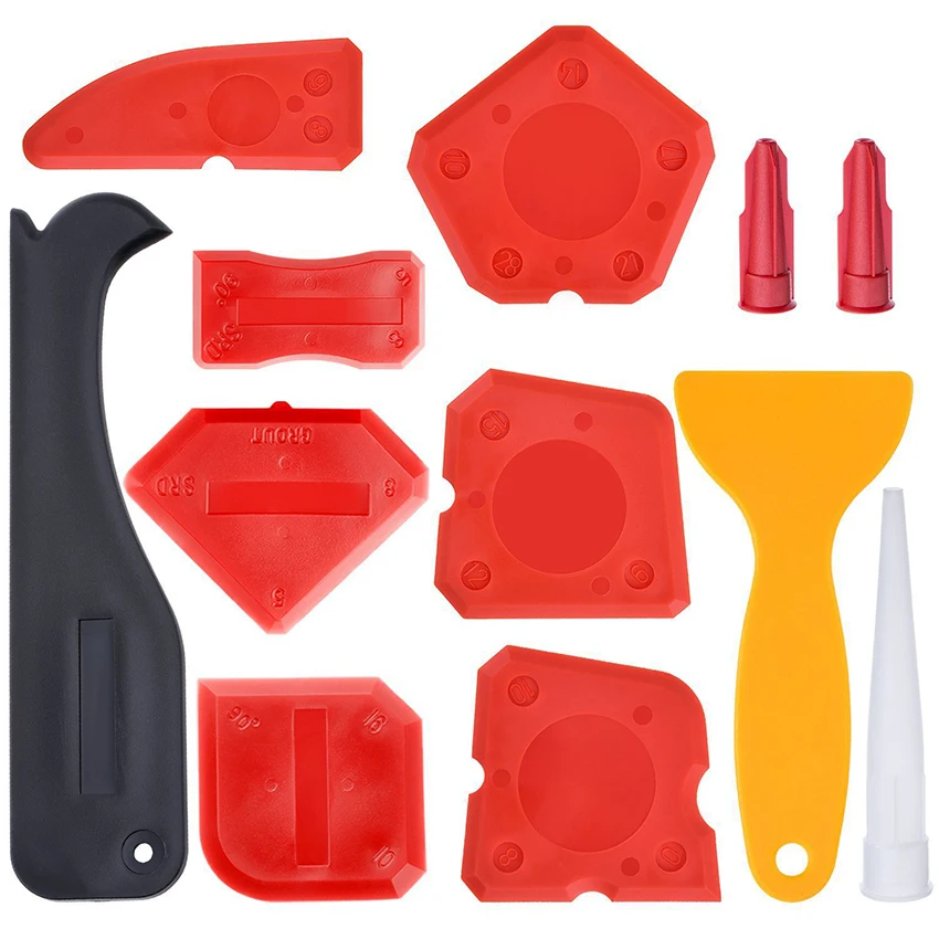 Herramienta de calafateo de silicona, Kit de Herramientas 12 en 1, removedor de calafateo y Raspador, reutilizable con 7 almohadillas de silicona, sellador para ventana de cocina