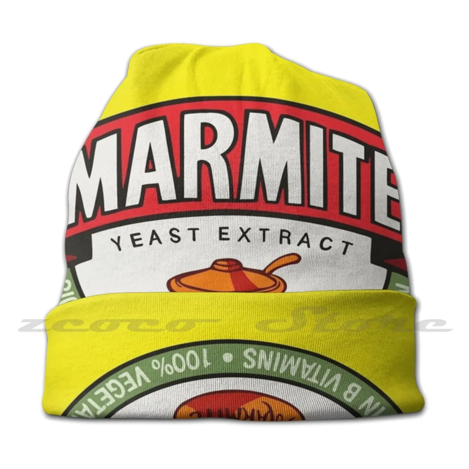 Marmite Diy Pullover Cap Knit Hat Plus Size Keep Warm Elastic Soft Extract Spread Sauces England Vintage Food Kitchen