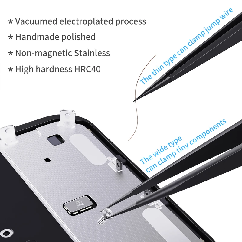 Pinzette Non magnetiche di precisione Qianli pinze in acciaio inossidabile ad alta durezza per strumenti di riparazione del filo volante del Chip della scheda madre del telefono