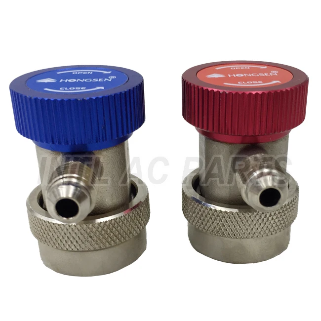 Air Conditioning Port Quick Snap Coupler Connector 90 Quick Couplers Adapter R134A Refrigerant Tank High Pressure & Low Prssure