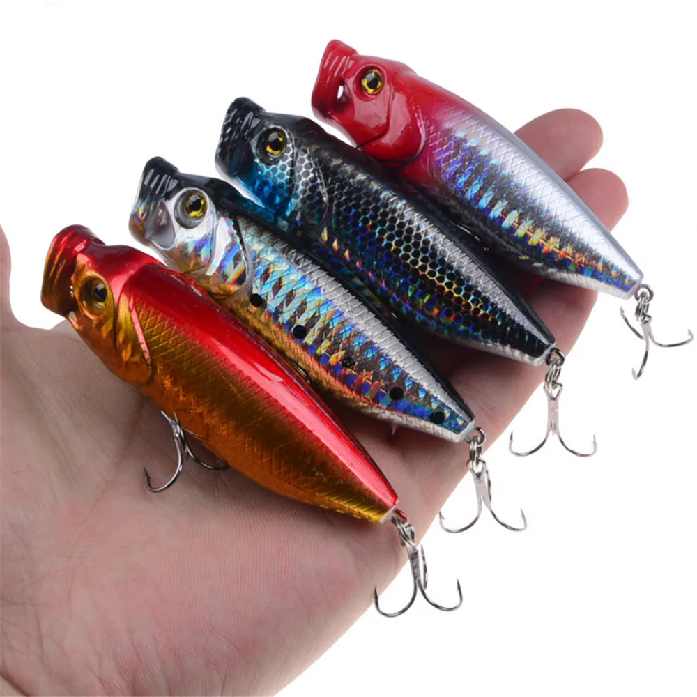 1pcs 8cm/15.3g Floating Popper Hard Fishing Lure Artificial Bait Hard Wobblers Tackle Pesca Plastic Crankbait For Pike Bass Carp