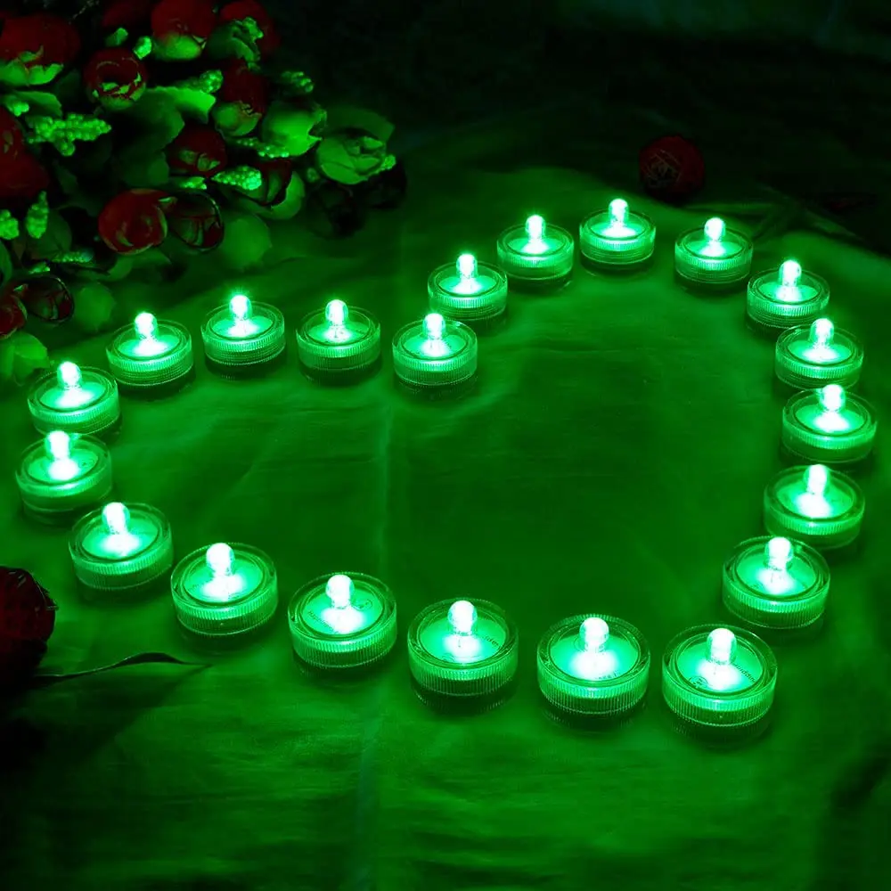 12Pcs/Set Waterproof LED Tea Light Battery Operated Submersible LED Underwater Candle Tealight for Wedding Vases Fish Tank Decor