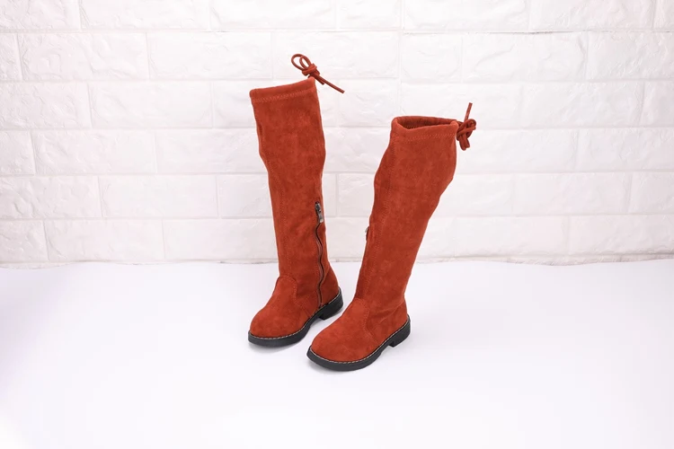 Botas hasta la rodilla de terciopelo para niñas, Zapatos altos de edición Princesa, invierno, talla 26-36