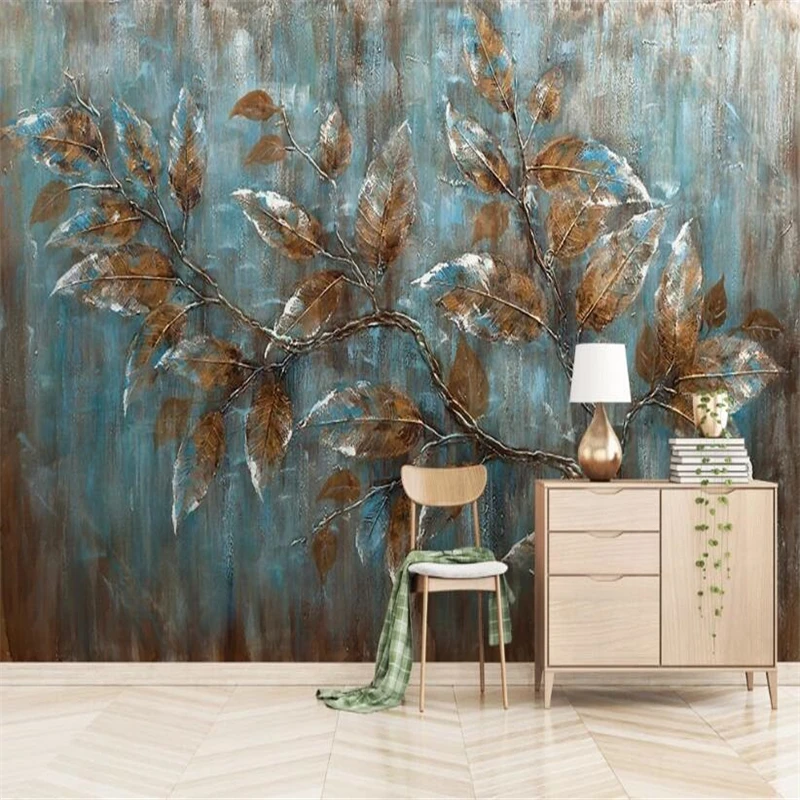 

beibehang Custom Oil painting leaf art background wallpaper decorative photo painting wall papers home decor bedroom decoration