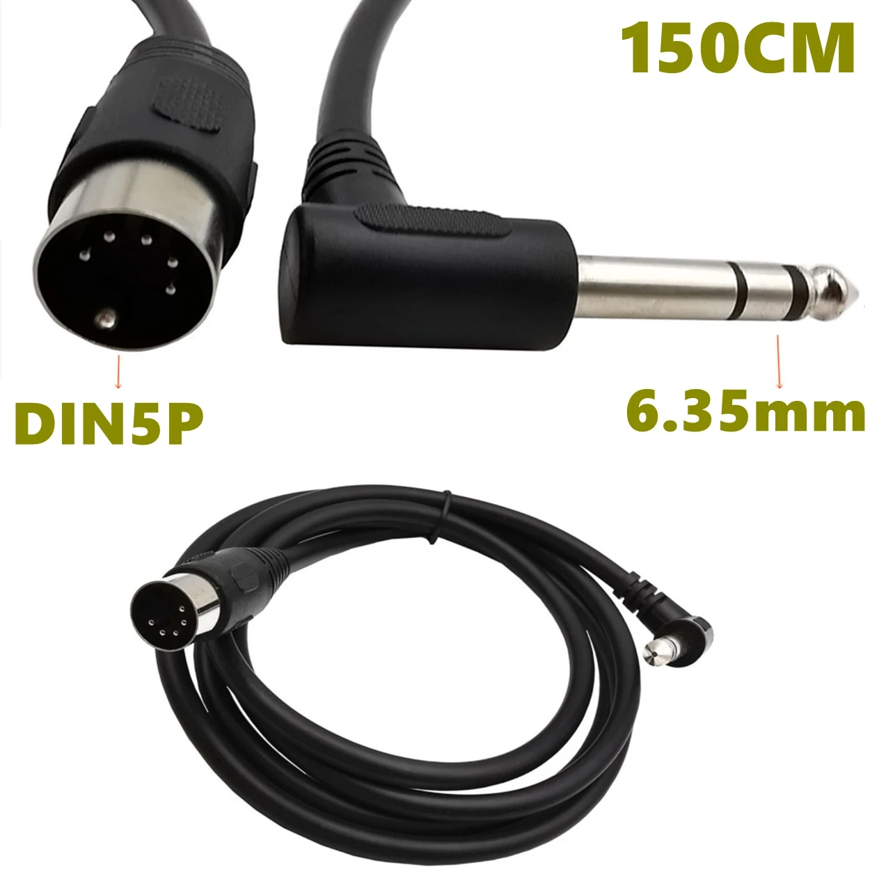 6.35mm (1/4 Inch)TRS Stereo Jack Audio Cable Din 5 Pin MIDI Male Plug High Quality 0.2m/1.5m for Microphone