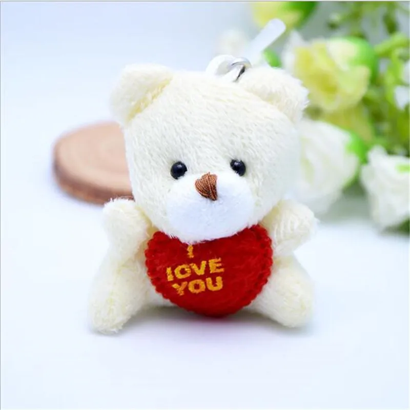 Oso de peluche pequeño con forma de corazón para niños, juguete de peluche de 6Cm, 3 piezas, a la moda, ramo de dibujos animados, regalo de boda