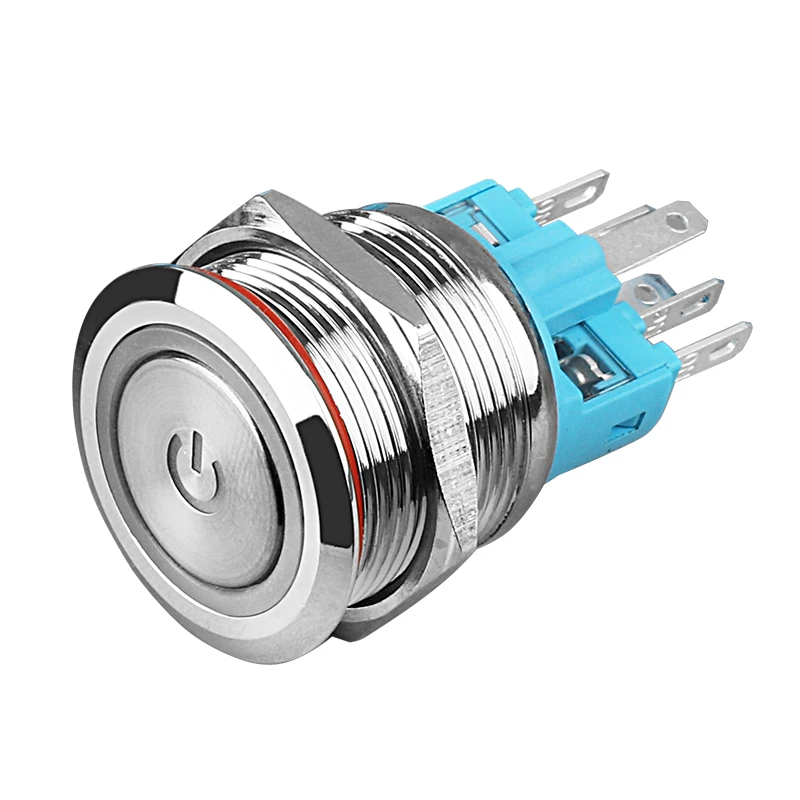 LANBOO 12 16 19 22mm Metal Waterproof Mmomentary Latching Self-Lock Small On Off Push Button Switch With LED Light Lamp 12 24V