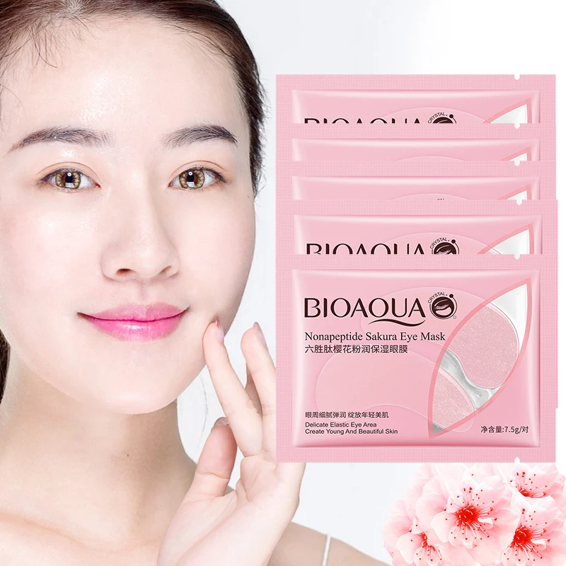 

10Pcs=5Pairs Nonapeptide Sakura Eye Mask Collagen Moisturizing Gel Eye Patches Remove Dark Circles Anti Age Bag Eye Wrinkle Care