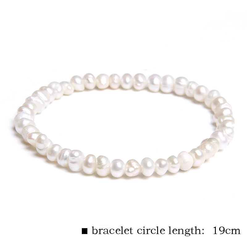 5-5.5mm Natural Freshwater White Pearl Bracelet Elastic Baroque Genuine Pearls Beaded Bangles Chain for Women Fine Jewelry Gifts