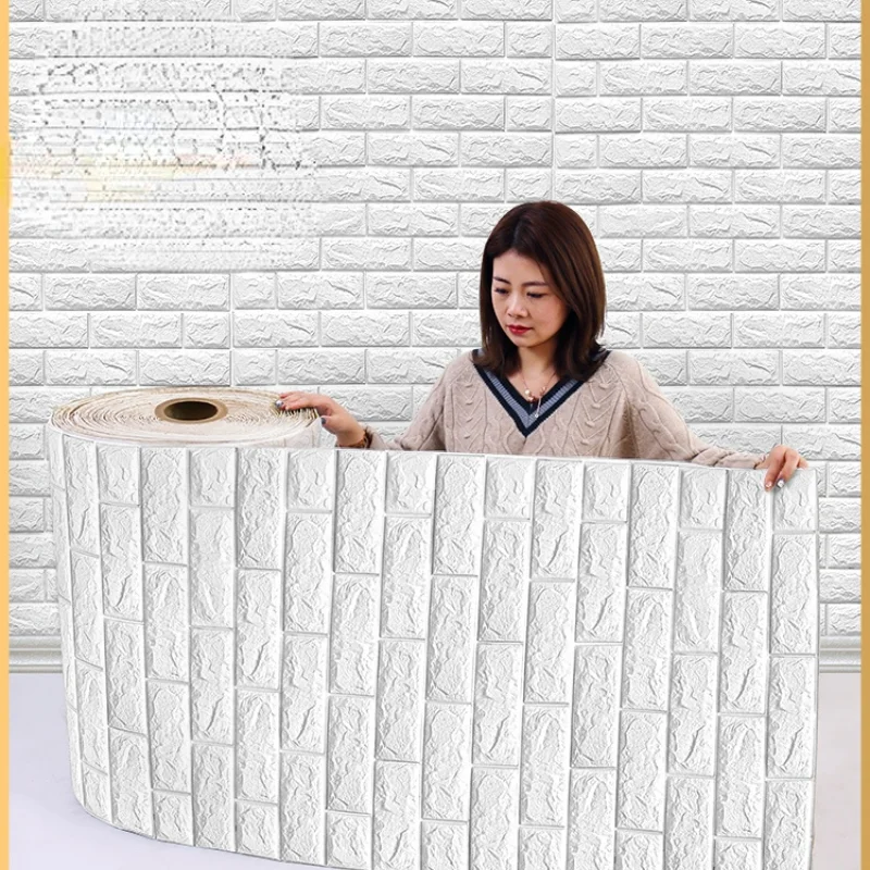 

Wallpaper Self-Adhesive 3D Wall Sticker Waterproof Moisture-Proof Wallpaper Bedroom Cozy Foam Brick Background Wall