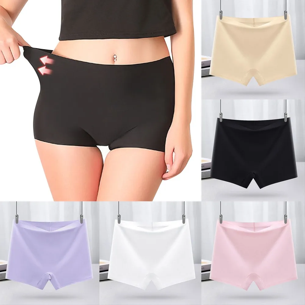 Sexy Women Flat Pants Ice Silk Seamless Underwear Soft Lingerie Knicker Panties Girls Ultra-thin Solid Cotton Underpant Panties