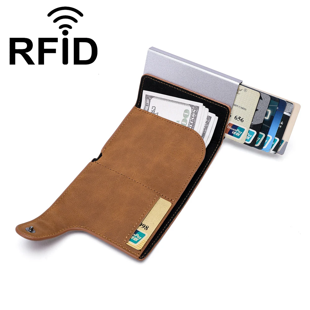 Customized Name Credit Card Holder Rfid Men Leather Wallet Pop-up Anti-theft Wallet With Note Compartment &Card Case Card Holder