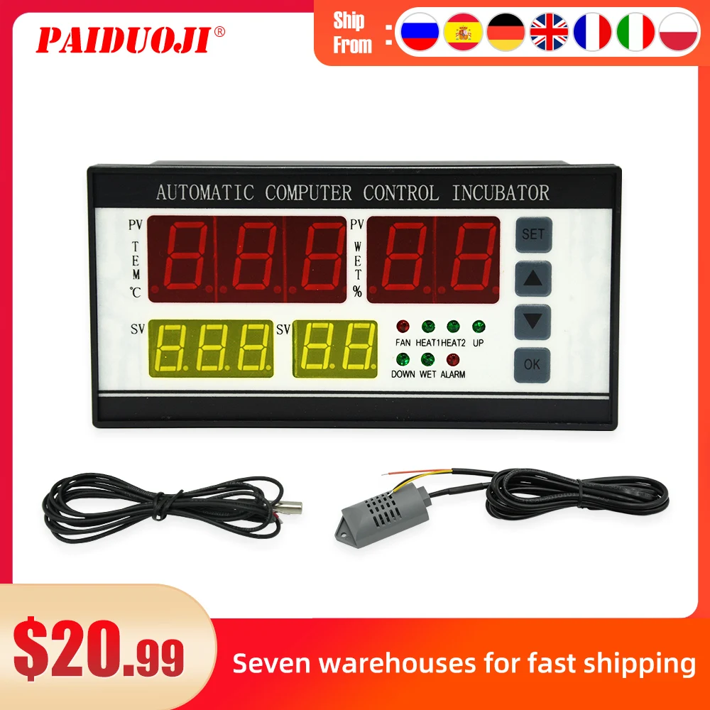 XM-18 Egg Incubator Controller Thermostat Hygrostat Full Automatic Digital  Control with Temperature Humidity Sensor Probe