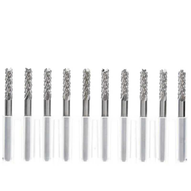 10pcs PCB micro core rough end mill 0.3mm-2mm cnc engraving machine tools 3.175mm shank roughing milling cutter for carving