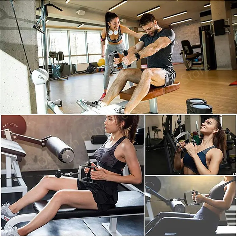 Home Gym Fitness V-grips For Lat Pulldown 360° Rotation Rowing Handles Non-slip V Shaped Bars Pulley Cable Machine Accessories